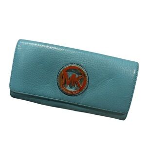 Michael Kors Turquoise Wallet with Logo Accent gold MK designer